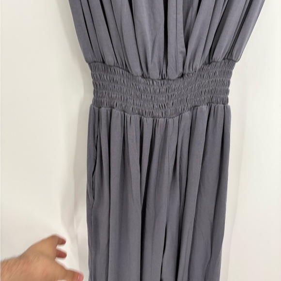 Elan off the shoulder grey cropped wide leg boho jumpsuit romper size medium - Picture 11 of 16